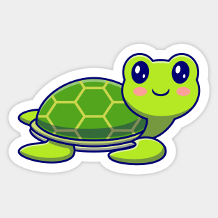 Cute Happy Turtle Swimming Cartoon Sticker